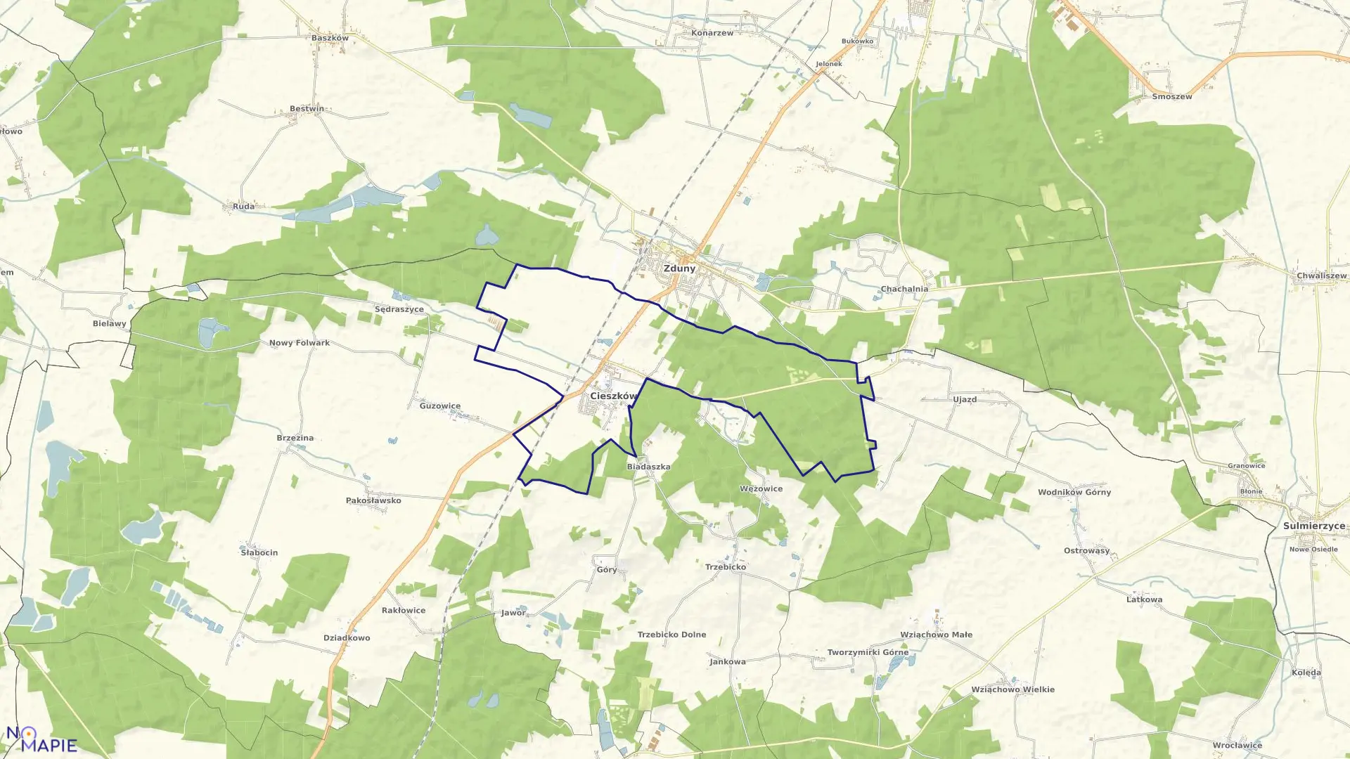 Mapa obrębu CIESZKÓW w gminie Cieszków