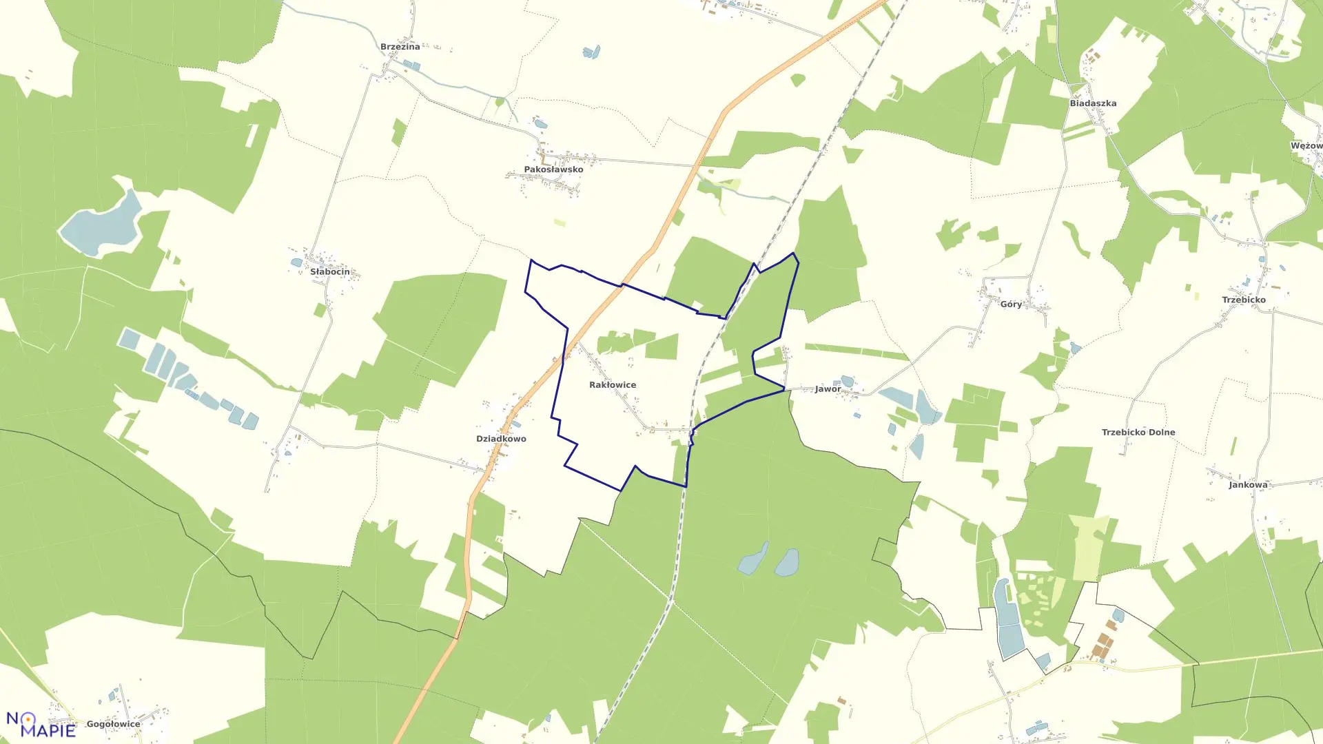 Mapa obrębu RAKŁOWICE w gminie Cieszków